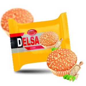 کیک تکی باتزئین خلال بادام و کنجد